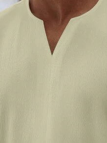 Manfinity Homme Chemise à manches courtes unie décontractée pour homme en grande taille, été - Nude - Voir 5