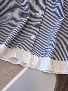 Franclia 条纹拼色休闲通勤简约风格女式上衣