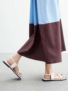 CUCCOO BIZCHIC 女士舒适休闲平底凉鞋，带金属扣带的尖头设计，方头休闲凉鞋 - 白色 - 查看 4