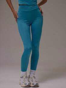 MUSERA Quần legging cạp cao chất liệu jersey mềm mại, thích hợp mặc ở sân bay, đi học, mùa thu, Lễ Tạ ơn và mùa hè. - Màu xanh ngọc - Xem 2