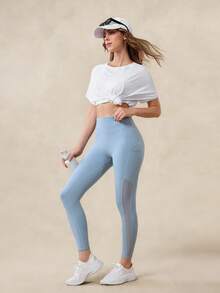 OutZeal Leggings deportivos de cintura alta con panel de malla, para mujer, para hacer ejercicio, yoga, correr - Azul - Ver 11