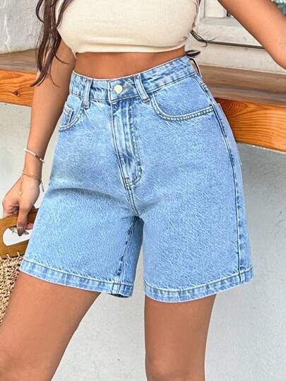 EURMUSE 100%Cotton Rigid Medium Wash Women Short