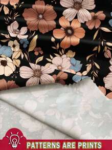 SHEIN LUNE Bộ 2 món áo ba lỗ không tay họa tiết hoa đơn giản và quần short dây rút có túi, cỡ lớn, trang phục mùa hè cho nữ, trang phục đi nghỉ cho nữ - Nhiều màu - Xem 7