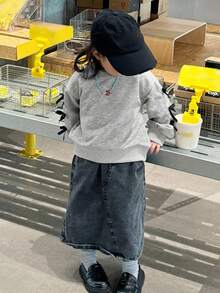 DAZY Baby Girls' Round Neck Casual Bow Long Sleeve Sweatshirt, Autumn/Winter