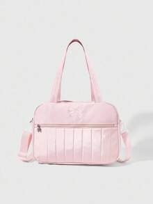 ROMWE Kawaii 花卉图案：84225 刺绣蝴蝶结旅行包，大容量防水手提包，旅行行李包，运动健身包，适合商务旅行，返校 - 粉色 - 查看 1