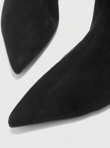 CUCCOO BIZCHIC 女士时尚黑色绒面舒适一脚蹬褶皱踝靴和短靴，低跟 - 黑色 - 查看 7