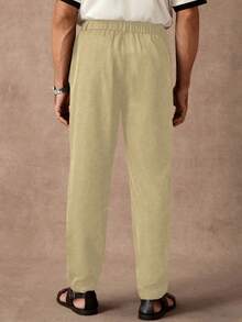 Manfinity Homme Men's Casual Drawstring Waist Black Pants, Fall