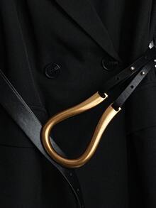 EMERY ROSE Women's Solid Color Belted Jacket, Leopard Print Pleated Skirt Suit Blazer Skirt Set Blazer Set Women Leopard Skirt Suit Fall Clothes For Women Cheetah Print Skirt Cheetah Skirt Outfit Going Out Outfit Chic Women's Set Office Outfits For Women