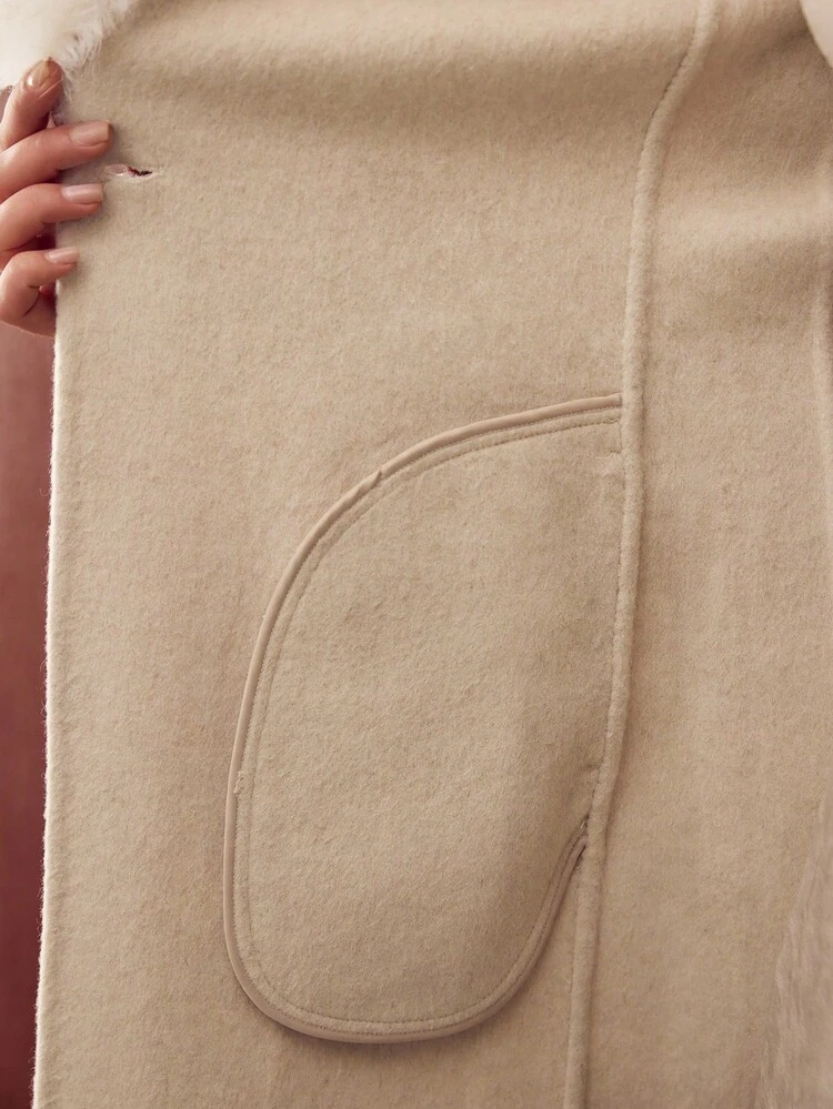 WOOL CONTRAST FAUX FUR OVERCOAT