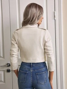 EMERY ROSE Motorrad Jacke mit Revers, Reißverschluss, Kunstleder