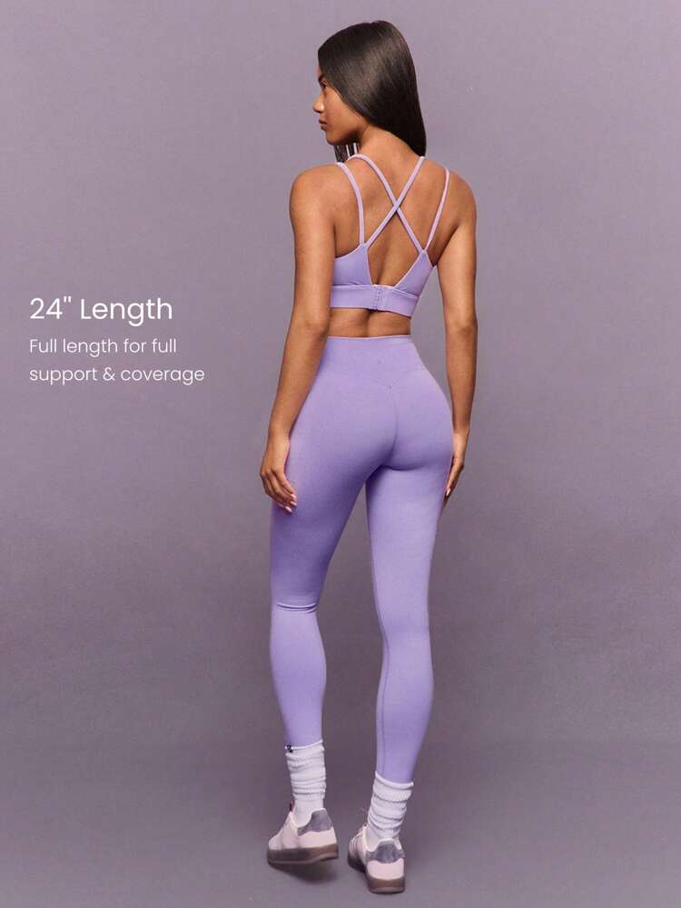 24" FeatherFit™ Soft Slay Sweat-Wicking Stretchy No Front Seam Ultra High-Rise Waist Leggings With Side Pockets Low-Impact Yoga Pilates Barre Studio Daily Casual Wear  Spring Summer