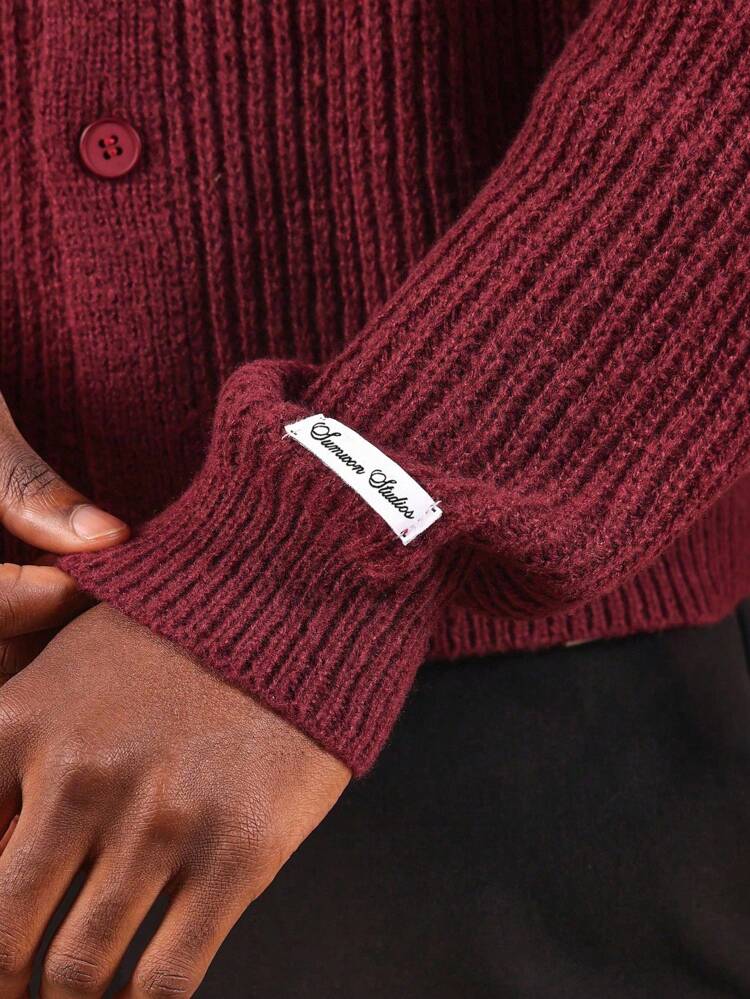 Ribbed Knit Cardigan With Button Front Closure