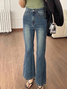 DAZY Women's Water Washed Flared Jeans - Medium Wash - View 5