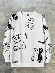 AXEPEAK 男士休闲熊字母图案卫衣，秋季款，长袖上衣