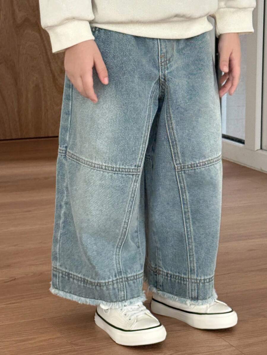 Hapijoa 秋季幼儿男童宽松直筒休闲牛仔裤 - 藍色 - 查看 1