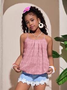 SHEIN Tween Girls' Casual Solid Color Camisole