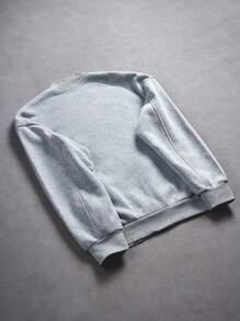 Manfinity Sporsity Men's Letter Print Long Sleeve Zipper Front Casual Baseball Jacket , Grey Zip Up Jacket, Grey Varsity Jacket, Fall/Winter