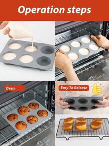 1 pieza Molde para muffins de silicona - Gris - Ver 5