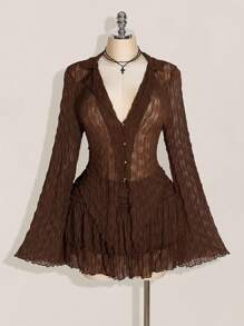 SHEIN ICON 大码休闲修身长袖上衣和裙子两件套，适合秋季