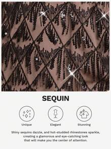 SHEIN Clasi Sequin Embellished Cocktail Dress, Party Evening Gown Party Dress Winter Clothes Halloween Clothes - Black - View 8