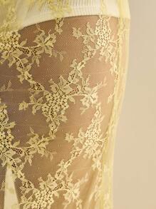 SHEIN Unity 2025 Autumn New Lace Mermaid Hem Casual Y2K Retro Country Music Festival Vintage Street Style Office Date Party Outing Airport Back To School Skirt For Women, Autumn/Winter - Yellow - View 8