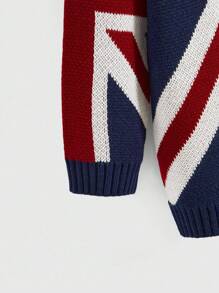 ROMWE Grunge Punk Cárdigan holgado de punto con estampado de bandera británica, estilo retro Y2K para mujer - Multicolor - Ver 4