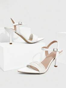 CUCCOO SZL Women's Fashionable White Elegant High Heel Sandals - White - View 6
