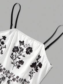 SHEIN MOD Women's Vintage Floral Print Long Dress, Elegant Sleeveless, Floral Dress, Vintage Dress,Dresses For Women Elegant,Vacation Dress,Boho,Old Money Style Women,Back To School,Country Concert Outfit,Homecoming,Boho,Halloween - Multicolor - View 3