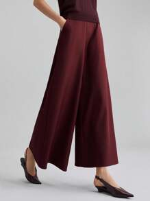 Ontre 2025 New Women's Clothing, Autumn/Winter Apparel, All Season Wear, Winter Outfits, Back To School Looks For Women, Halloween & Christmas Outfits, Women's Teacher Attire, Casual Outings, Night Out Dresses, Wedding Guest Dresses, Elegant Wedding Guest Attire, Church Outfits For Women, Business Casual, Women's Business Casual Solid Color Pocket Wide Leg Loose Purple Suit Pants