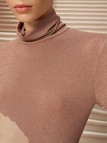 SHEIN Unity 女士针织紧身衣，修身剪裁，优雅迷人，奢华优雅风格，适合夏秋季节 - 藕粉色 - 查看 4