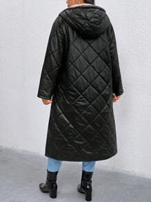 EMERY ROSE Áo khoác dài thường ngày có mũ trùm đầu cỡ lớn dành cho nữ - màu đen - Xem 2