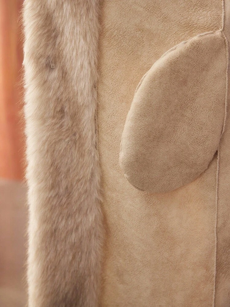 WATERFALL BELTED FAUX FUR COAT