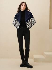 Anewsta 女士个性化定位丝网拼接长袖短外套，全新秋冬设计