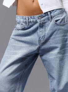 MUSERA Straight Leg Jeans Spring Summer Cute Casual Elegant 90's Y2k Winter Everyday Office Work Chic - Baby Blue - View 5