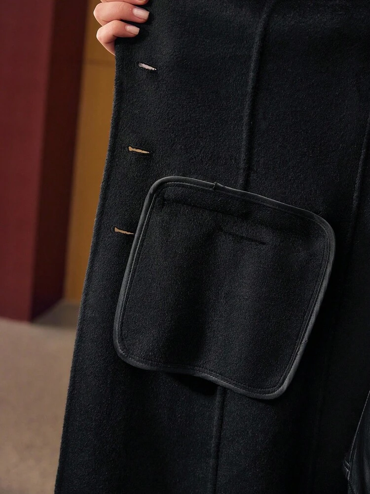 WOOL CONTRAST FAUX FUR OVERCOAT