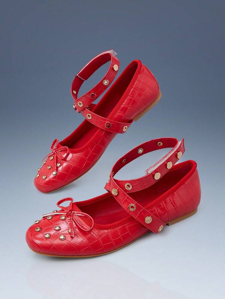 CUCCOO GRLICON Comfortable Round Toe Bow Decor Elegant Flat Shoes For Women