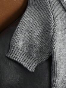Muvela Bộ đồ hai mảnh gồm áo cổ polo đính sequin và quần short mini dệt kim cạp trễ - Xám - Xem 8