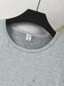 青少年男孩花卉印花口袋长袖上衣搭配经典黑灰色格子裤，休闲家居服套装 - 彩色 - 查看 4