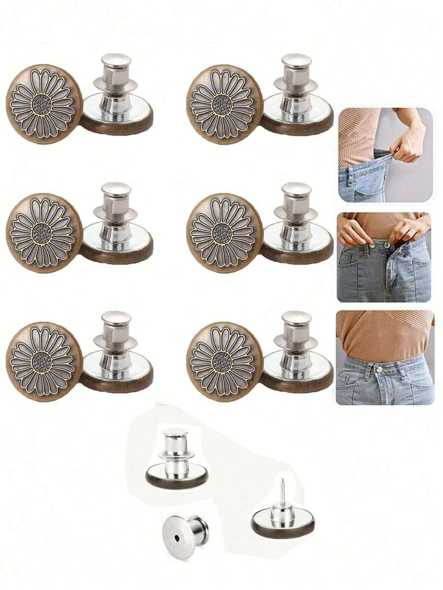 SHEIN 6 Pcs/12Pcs Jeans Buttons Replacement 17mm No Sewing Metal Button Repair Kit Nailless Removable Jean Buttons Replacement Combo Valentines Wedding, Birthday, Buttons, Sewing, Sewing Supplies, Sewing Accessories, Craft Supplies, DIY, Crafts For Adults