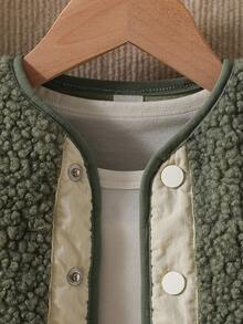 SHEIN 婴儿羊毛夹克，婴儿冬季厚棉外套，男婴外套