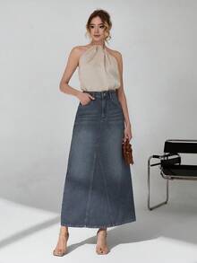 Váy PP lưng thấp 100% Cotton chắc chắn - Xám - Xem 3