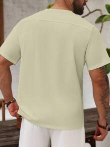 Manfinity Homme Chemise à manches courtes unie décontractée pour homme en grande taille, été - Nude - Voir 2