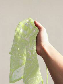 SHEIN ICON Women's Y2K Sexy Floral Lace Backless Camisole Lime Green Top Sequin Top