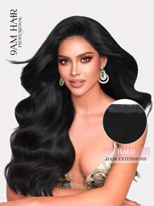 钢丝接发，真人发丝，鱼线接发，隐形钢丝接发，亮黑色，14-20英寸