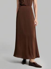 Ontre 2025 New 2026 Spring/Summer Casual Daily Style Business All-Match Versatile Skirt - Chocolate Brown - View 10