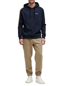 Hugo Boss Men's Raglan Sleeve Long Sleeve Drawstring Hoodie - 403 Dark Blue - View 3