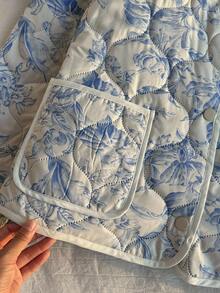 SHEIN EZwear 加大码加厚棉服外套，秋冬花卉印花夹克绗缝夹克女士绗缝夹克 - 彩色 - 查看 9