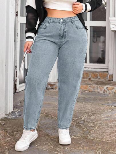 100%Cotton Plus Size Tapered Casual Jeans