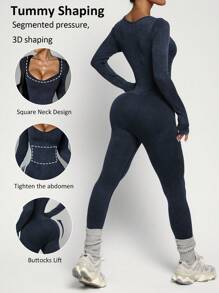 Dewbera Salopetă sport casual pentru femei cu guler rotund și mâneci lungi