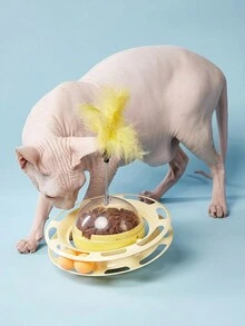 PETSIN 1PC Cat Leakage Wheel Toy Feather Teasing Cat Stick Cat Interactive Artifact Self Fun Soothing And Restless Consuming Cat Energy Cat Supplies - Multicolor - View 6